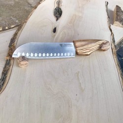 Couteau lame japonaise manche en olivier - Grand modèle